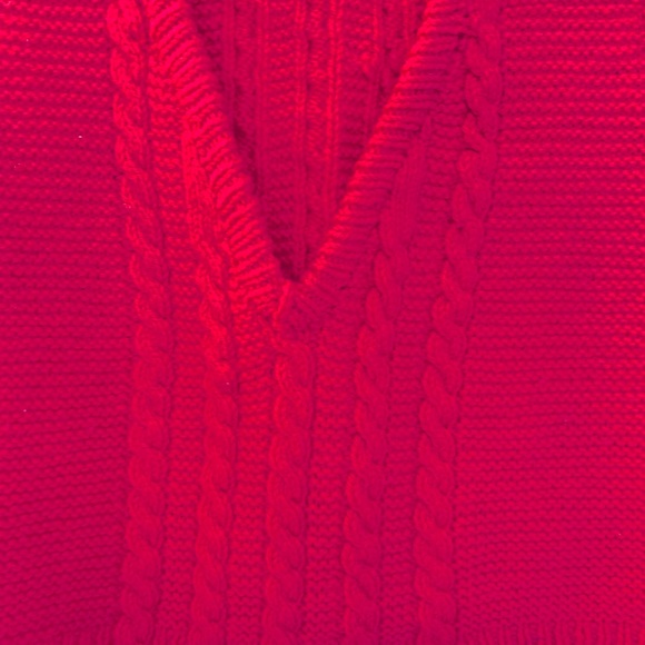 EVC Vintage Handmade Chunky Knit Hot Pink Deep V Sweater Vest - Picture 6 of 7